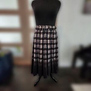 NNT, L, Elegant Black and White Plaid Midi Skirt